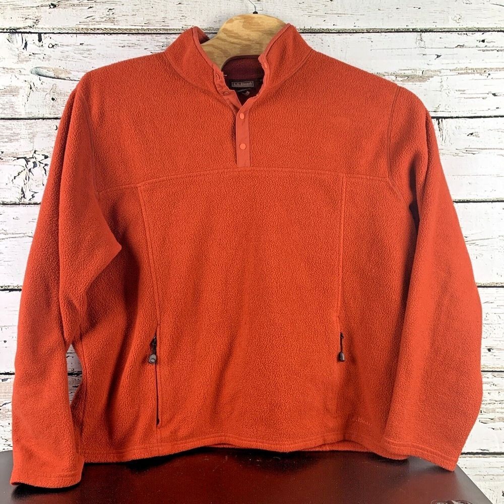 LL Bean 1/4 Snap Button Fleece Pullover Red [Men's‎ XXL] Polartec L.L. Bean